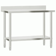 VidaXL Table de travail de cuisine avec dosseret 110x55x93 cm inox - 376466