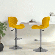 VidaXL Tabourets De Bar Lot De 2 Jaune Moutarde Velours - jaune 334918_0