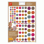 Apli Lot de 10 Etui de 624 gommettes Ronds, coloris kraft assortis (6 feuilles / cdt) - 8410782187691