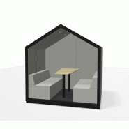Cabine acoustique "TREEHOUSE" - 4 Places, Ouverte, Aménagé (fauteuil, table, banc) Cabine acoustique "TREEHOUSE" - 4 Places, Ouverte, Aménagé (fauteuil, table, banc)