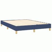 Décoshop26 - Sommier à lattes sur pieds cadre de lit 140x200 cm tissu bleu TDL0207339 - bleu 3001186588006
