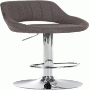 Décoshop26 - Tabouret de bar x1 avec repose-pieds pivotant et réglable en tissu gris foncé et métal 10_0005219 - gris métal 3000252522074