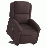 Fauteuil inclinable de massage électrique Marron foncé Tissu Modèle Féroé - 8721012166936
