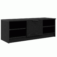 Helloshop26 - Meuble TV minimaliste fonctionnel avec étagères 102 x 35 x 36 cm en bois d'ingénierie chêne noir 02_0052689 - noir Bois massif 30002