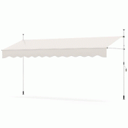 Helloshop26 - Store banne manuel rétractable 400 cm x 120 cm ajustable manivelle ambiances cosy en polyester blanc 20_0013642 - blanc aluminium 30002