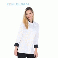 Veste de cuisine blanche femme - manches longues en coton et polyester - 2 poches - Julienne Remi Confection_0