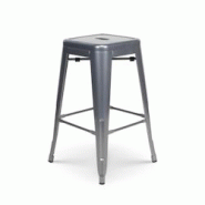 Kosmi Tabouret de bar en métal gris argenté brillant style industriel - Sans dossier - Hauteur 66 cm - 3760301697220 Kosmi Tabouret de bar en métal gris argenté brillant style industriel - Sans dossier - Hauteur 66 cm - 3760301697220