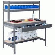 PROREGAL Établi BUFFALO avec étagère frontale et tiroir | HxLxP 84x150x76cm | Capacité de charge 600kg | Galvanisé - argenté métal RS36-08 PROREGAL Établi BUFFALO avec étagère frontale et tiroir | HxLxP 84x150x76cm | Capacité de charge 600kg | Galvanisé - argenté métal RS36-08