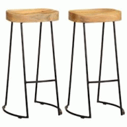 VidaXL Tabourets De Bar Lot De 2 Bois De Manguier Massif - multicolore 244010 VidaXL Tabourets De Bar Lot De 2 Bois De Manguier Massif - multicolore 244010