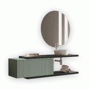 AQA Design Composition de salle de bain en MDF 5 pièces VENERE anthracite/vert sauge L.200 P.45 H.190 MPVE53-ANT-SAL - multicolore Bois manufacturé