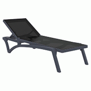 Bain de soleil Pacific structure résine grise/assise synthétique noire