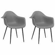 Chaises à manger lot de 2 gris PP Modèle Ambre Élite - 338079