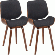 CLP Chaises de salle a manger Beverley lot de 2 en tissu Tissu HBT: 80x55x41 cm Noyer Noir - noir textile 328504
