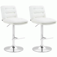 CLP Lot de 2 tabourets de bar Damar en similicuir Blanc /Chrome - blanc polyester 325685 CLP Lot de 2 tabourets de bar Damar en similicuir Blanc /Chrome - blanc polyester 325685