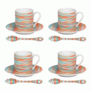 Coffret de 4 tasses de 10 cl / sous tasses Alizée + cuillère assorties - Multicolore Rond Porcelaine Table Passion - multicolore porcelaine 3106232 Coffret de 4 tasses de 10 cl / sous tasses Alizée + cuillère assorties - Multicolore Rond Porcelaine Table Passion - multicolore porcelaine 3106232