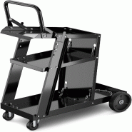 COSTWAY Chariot de Soudage avec 3 Étagères, Chariot Mobile pour Machines à Souder, Chariot à Outils Métallique pour Soudeurs TIG MIG - noir FX57801