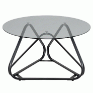 COSTWAY Table Ronde, en Verre Trempé avec Cadre Métallique, 80 cm, Moderne, pour Salon, Chambre et Bureau - multicolore verre TH32150NW