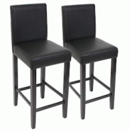 Décoshop26 - 2x tabourets de bar chaise de comptoir en synthétique noir pieds en bois foncé 04_0000098 - noir 3000251048988 Décoshop26 - 2x tabourets de bar chaise de comptoir en synthétique noir pieds en bois foncé 04_0000098 - noir 3000251048988