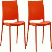 Décoshop26 - Lot de 2 chaises empilable design en plastique couleur orange résistant aux UV – jardin terrasse et intérieur 10_0007913 - 3000266372092