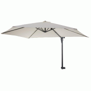 Décoshop26 - Parasol mural pour balcon terrasse avec mât inclinable 3m polyester aluminium/acier 9kg couleur crème 04_0005634 - beige aluminium 300