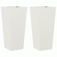 Helloshop26 - Jardinière bac lit surélevé plantes fleurs jardin terrasses lot de 2 35 x 35 x 75 cm acier blanc 02_0038940 - 3000217980604