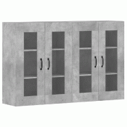 Helloshop26 - Lot de 2 armoires murales pratiques rangement grand espace 69,5 x 34 x 90 cm en bois d'ingénierie gris béton 02_0055408 - gris verre 3