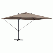 Helloshop26 - Parasol déporté inclinable et pivotable jardin terrasse 351 x 250 x 253 cm en polyester taupe 02_0058734 - aluminium 3000240744259