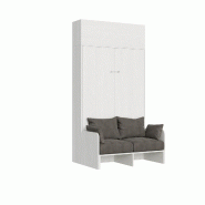 Itamoby Lit 140 Sofà Kentaro Frêne Blanc avec élément mural rabattable - blanc 8050598027097