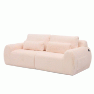 Merax Canapé 2 places avec port de chargement USB et poche latérale en velours mousse à haut rebond rose - rose W3358S00082