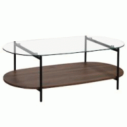 Oviala Business Table basse moderne ovale L 120 cm en verre transparent - marron verre 113677 Oviala Business Table basse moderne ovale L 120 cm en verre transparent - marron verre 113677