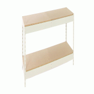 SimonRack Rayonnage industriel, 900x1500x450 mm, 400 kg au point de flexion, 2 étagères bois, rayonnage garage, Blanc/Bois- Ecoforte - blanc métal