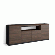 SKRAUT HOME Buffet salon et cuisine, 207x80x37 cm, 4 Portes, Meuble chaussure, Chêne foncé et Noir - marron Bois manufacturé 704_9