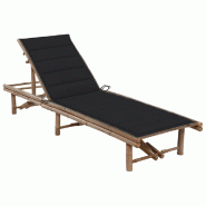 VidaXL Chaise Longue De Jardin Avec Coussin Bambou - noir 3061639