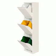 WellHome - Poubelle et recyclage Métallique à 3 compartiments de 51L (3x17L) de couleur Blanc mat - 33,5x25x136cm - blanc WH13704