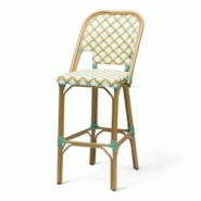 Bistromania Chaise de bar ST GERMAIN - Tressage vert et jaune - EA181 Bistromania Chaise de bar ST GERMAIN - Tressage vert et jaune - EA181