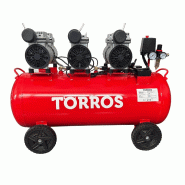 Compresseur silencieux sans huile Torros TC1004810MS - 100 L - 2,2 kW / 3 Ch - 480 L/min - 10 bar - 63 dB(A) - 230V Compresseur silencieux sans huile Torros TC1004810MS - 100 L - 2,2 kW / 3 Ch - 480 L/min - 10 bar - 63 dB(A) - 230V