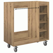 Helloshop26 - Armoire de rangement intérieure moderne avec 4 roues grand espace de stockage 90 x 45 x 98 cm en bois chêne artisanal 02_0055070 - mé