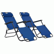Helloshop26 - Chaises longues pliables 2 pièces avec repose-pied acier bleu 02_0011941 - bleu acier 3000655447769