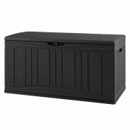 Helloshop26 - Coffre de rangement extérieur 114 x 55 x 61 cm étanche capacité 300 L avec vérins à gaz style extérieur en hdpe noir 20_0018235 -