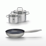 Lot Poêle 28cm & 2 Faitouts 16/20cm Elo Profi Therm Platinum - gris inox 3176239951820