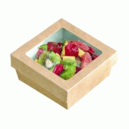 Nvase Ecolomique - 25 Pcs - Boîte carrée "Kray" en carton brun - 500 ml, 13,5 x 13,5 cm, Hauteur: 5 cm - ECO210KRAYPB1355 - marron en carton NVS210K