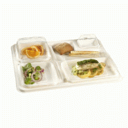 Plateau repas Natura 5 compartiments carton 39x30x2cm blanc - par 100