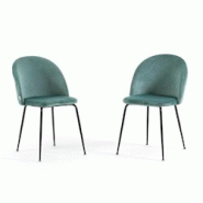RATTATAN Lot de 2 chaises en velours avec pieds en métal, design élégant pour cuisine, salle à manger, bar ou restaurant – Sara – Vert jade/Gr RATTATAN Lot de 2 chaises en velours avec pieds en métal, design élégant pour cuisine, salle à manger, bar ou restaurant – Sara – Vert jade/Gr