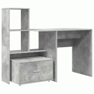 VidaXL Bureau Gris béton 131,5 x 50 x 106,5 cm Bois d'ingénierie Modèle Titan Essence - 3337268