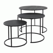 WellHome - Lot de 3 tables gigognes en métal et mélamine coloris noir Ø35 / Ø45 / Ø55 cm - multi-matériau WH14336 WellHome - Lot de 3 tables gigognes en métal et mélamine coloris noir Ø35 / Ø45 / Ø55 cm - multi-matériau WH14336