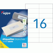 1600 étiquettes blanches multi-usage, format 105 x 37 mm (100 feuilles A4 / cdt) - Pose express - 3270241190120