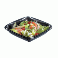 Assiette 750 cc avec couvercle transparent Crudipack 19x19x5,7cm - par 70 - hermétique et idéal pour repas à emporter