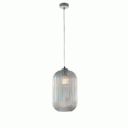 BeLight Suspension Krizia fer blanc, câble réglable, verre soufflé transparent décor surélevé, 1 lumière, design classique - transparent 8057724582017