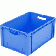 BITO Bacs gerbables norme Europe, série XL L600 mm x l400 mm x H270 mm bleu - bleu plastique polypropylène 4250692929035