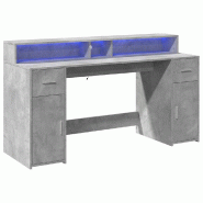 Bureau et lumières LED gris béton 160x55x91cm bois d'ingénierie Modèle Atlas Master Design - 8721158402677